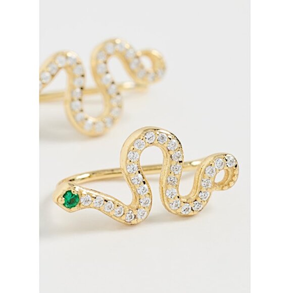 NEW ~ Anthropologie SHASHI Serpent Climber Gold Earrings - Picture 2 of 12